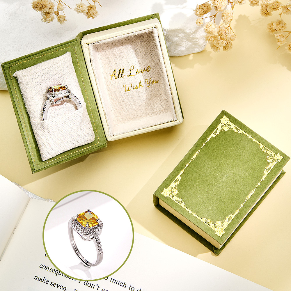 Book Shape Box with Adjustable Ring Multicolor Valentine's Day Gift For Lover For Her - soufeelus