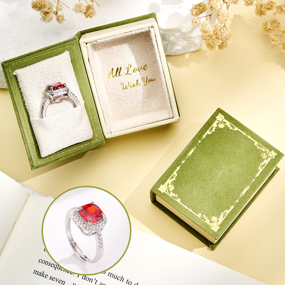 Book Shape Box with Adjustable Ring Multicolor Valentine's Day Gift For Lover For Her - soufeelus