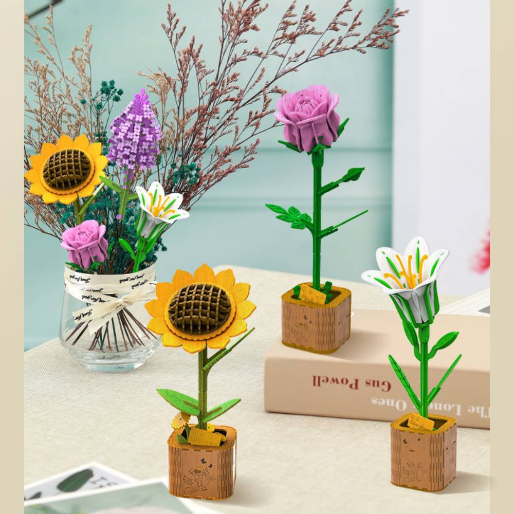 DIY Wooden Flower Puzzle 3D Puzzle Mother's Day Gifts for Mum - soufeelus