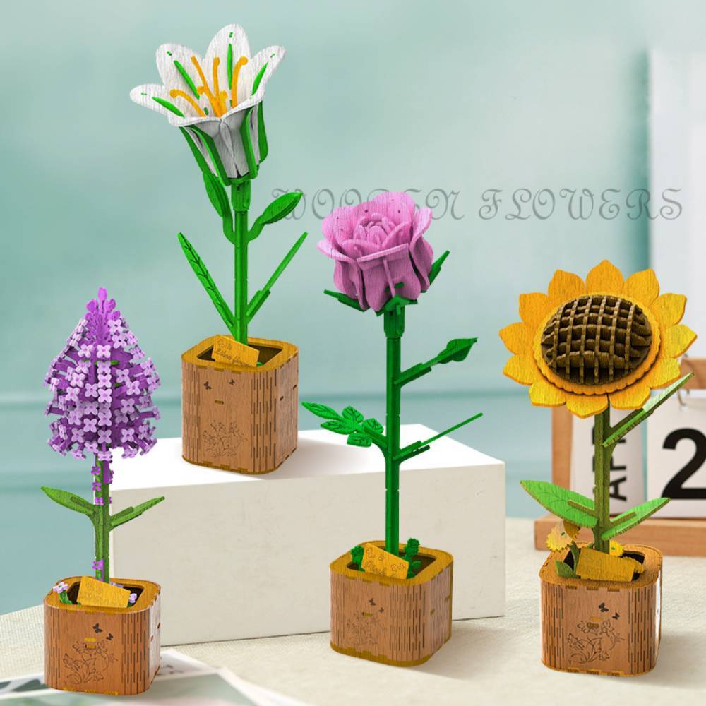 DIY Wooden Flower Puzzle 3D Puzzle Mother's Day Gifts for Mum - soufeelus