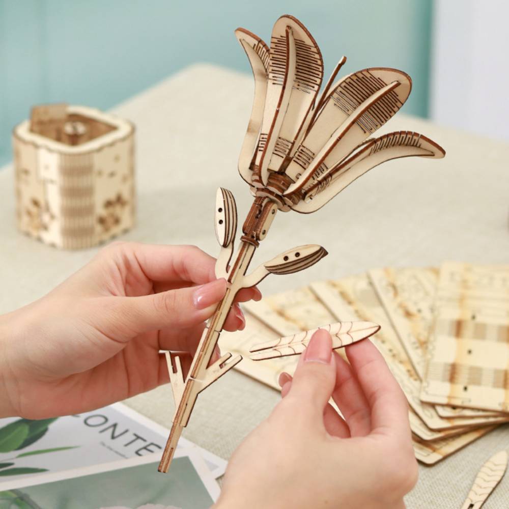DIY Wooden Flower Puzzle 3D Puzzle Mother's Day Gifts for Mum - soufeelus