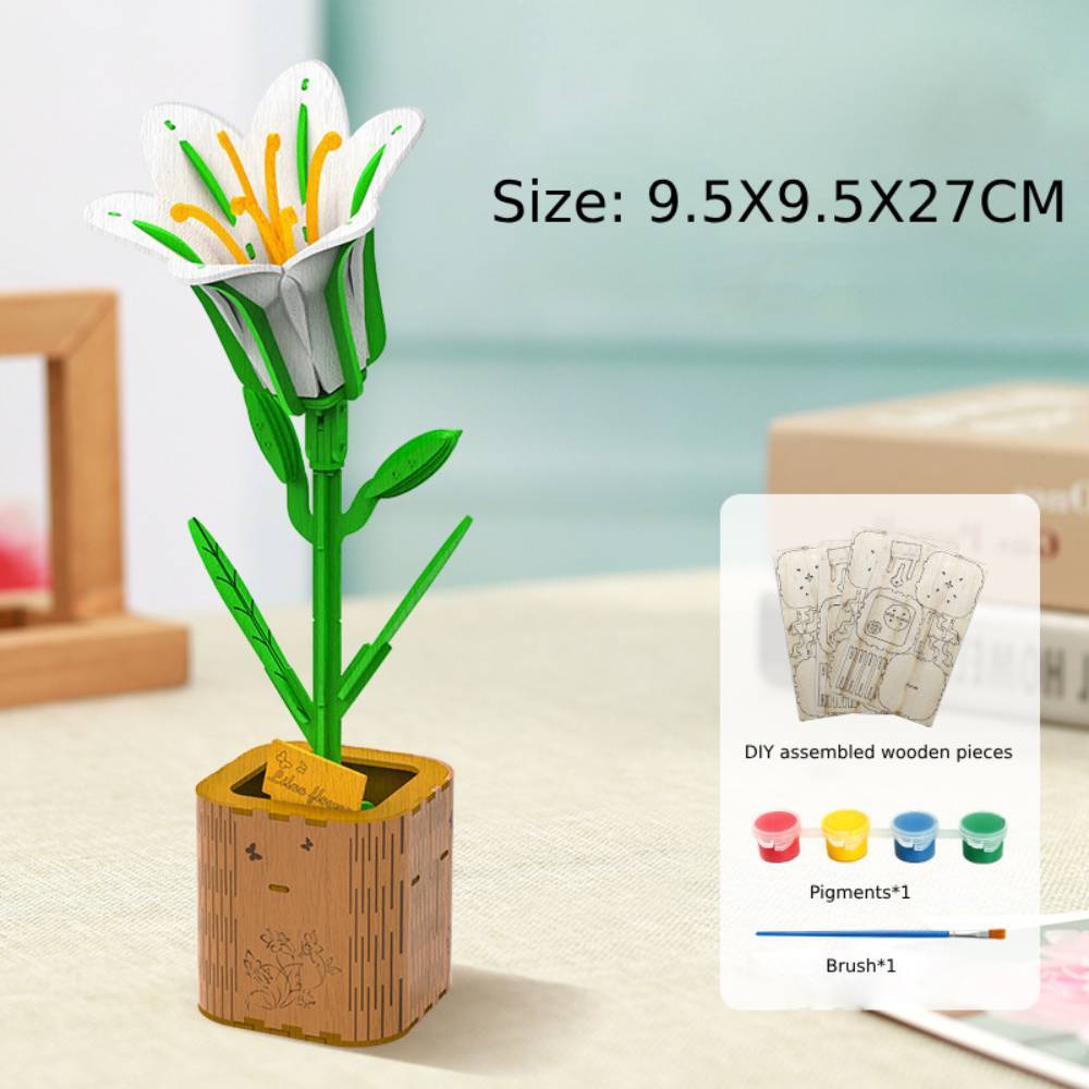 DIY Wooden Flower Puzzle 3D Puzzle Mother's Day Gifts for Mum - soufeelus