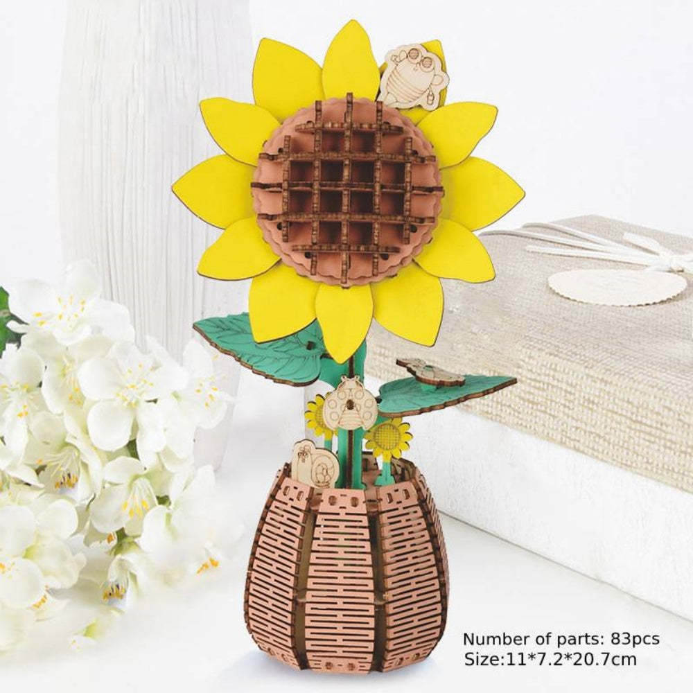 DIY Wooden Flower Puzzle 3D Puzzle Mother's Day Gift for Mum - soufeelus