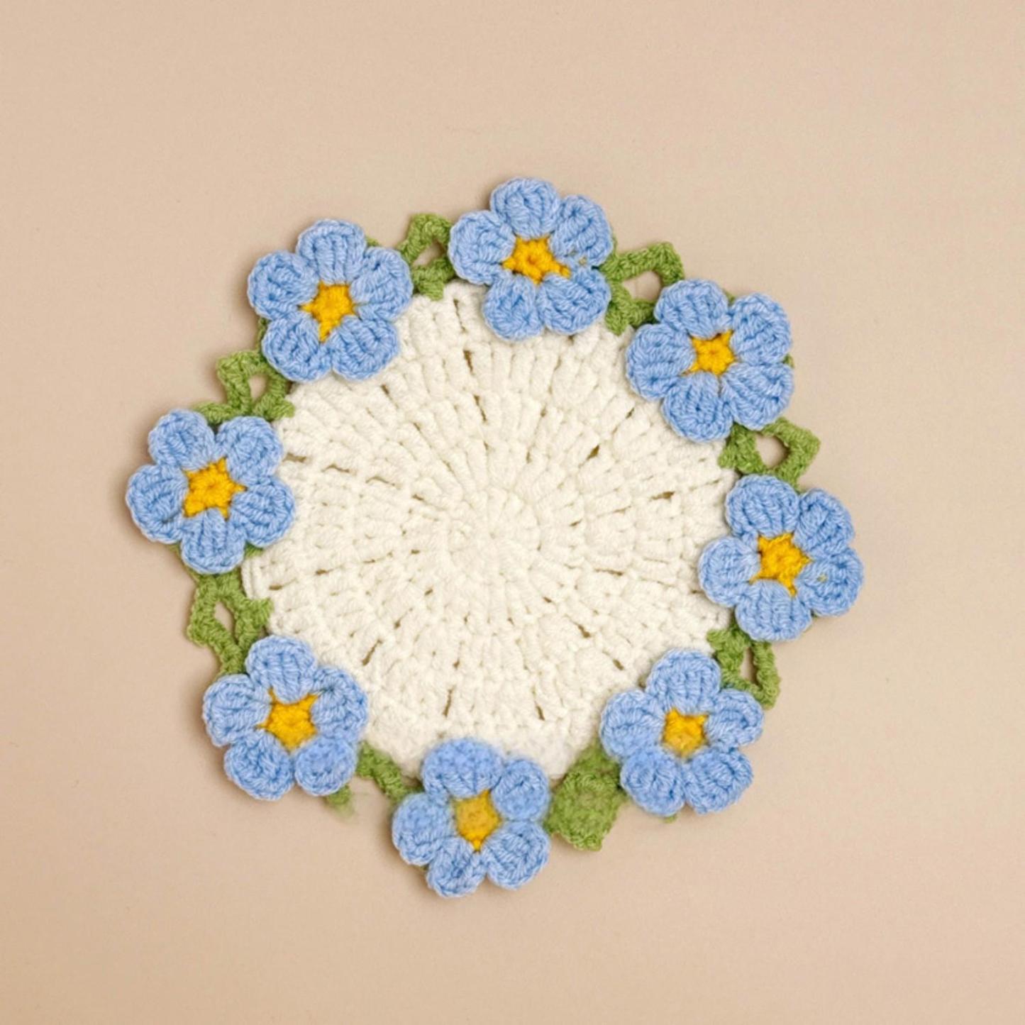 Knitted Flower Coasters Rapeseed Coaster Finished Hand-woven Flower Basket Decoration Gift For Mother And Girlfriend