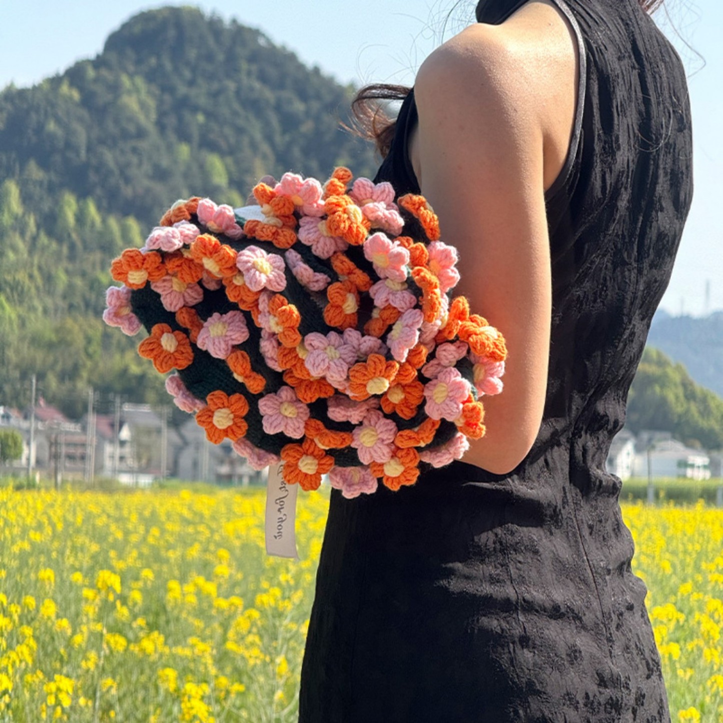 Hand-Knitted Daisy Blanket Bouquet Blanket Ready-Made Hand-Woven Flower Blanket Gift For Mother And Girlfriend