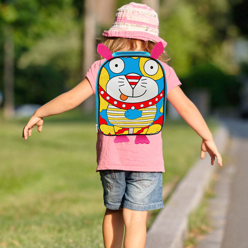 Doodle Cat School Bag with Adjustable Strap for Boys and Girls - soufeeltest