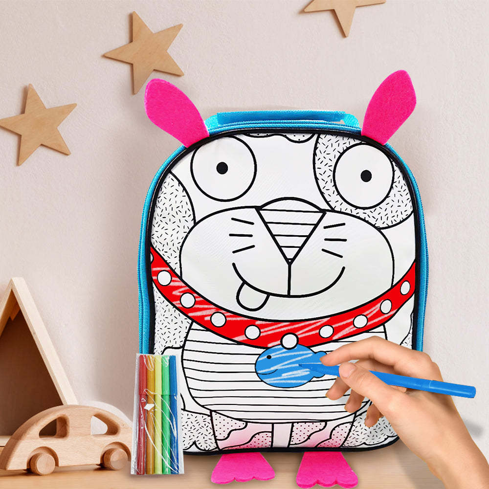 Doodle Cat School Bag with Adjustable Strap for Boys and Girls - soufeeltest