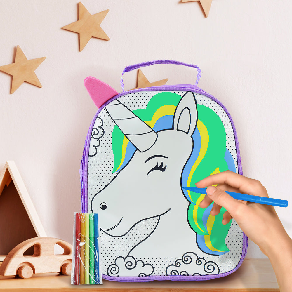 DIY Doodle Rainbow Unicorn Bags With Cute Animal Patterned for Kid's - soufeeltest