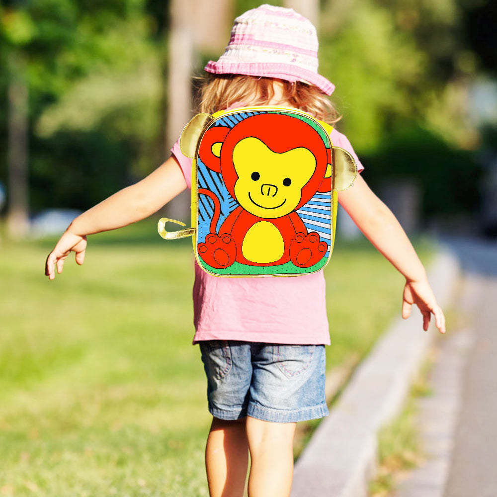 DIY Painting Monkey Backpack with Adjustable Strap for Boys Girls - soufeeltest