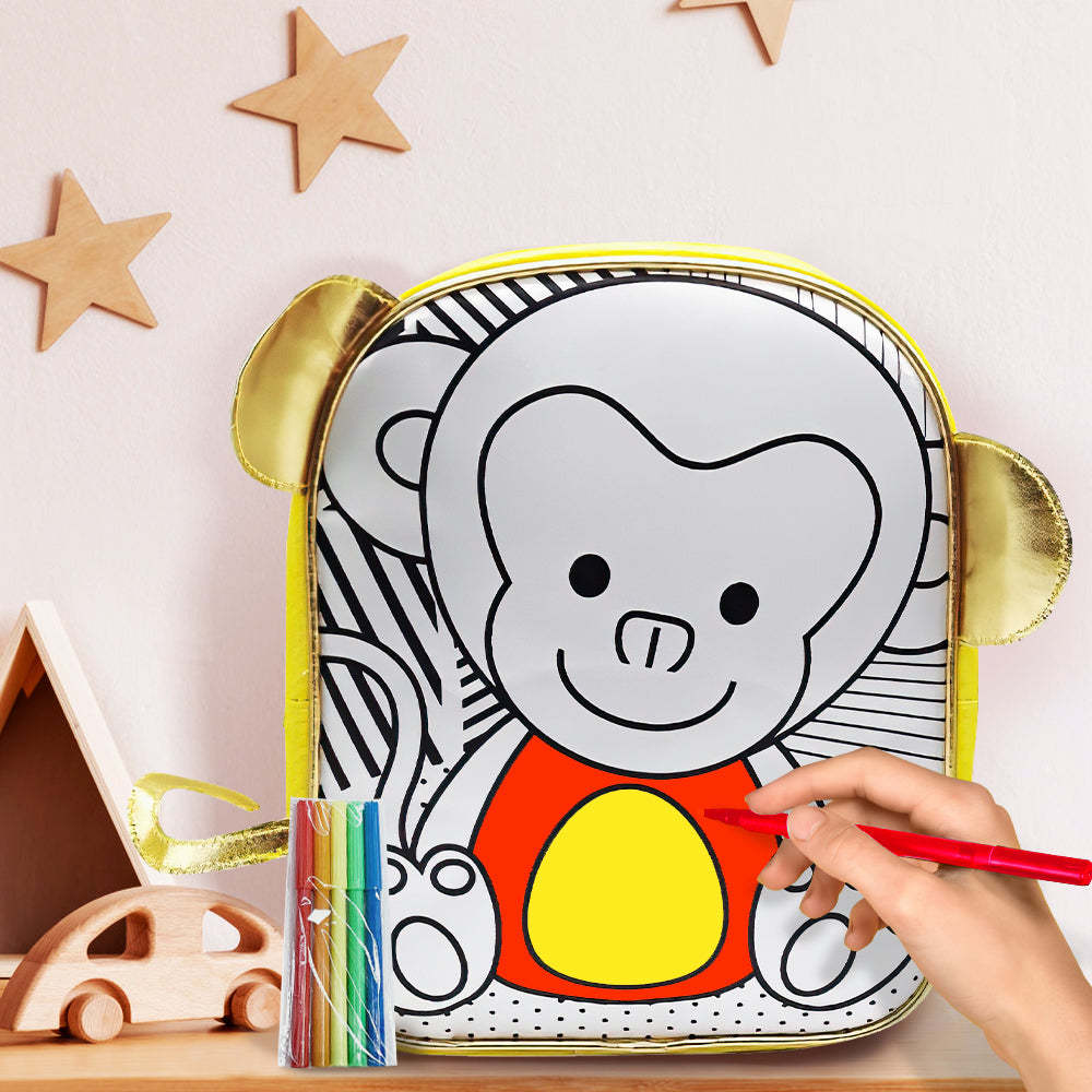 DIY Painting Monkey Backpack with Adjustable Strap for Boys Girls - soufeeltest