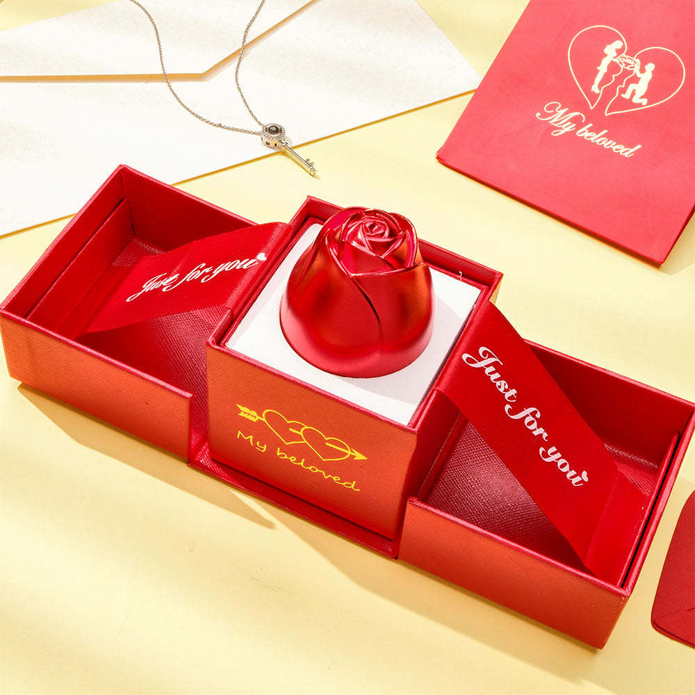 Liftable Rose Shaped Necklace Gift Box Jewelry Organizer - soufeelus