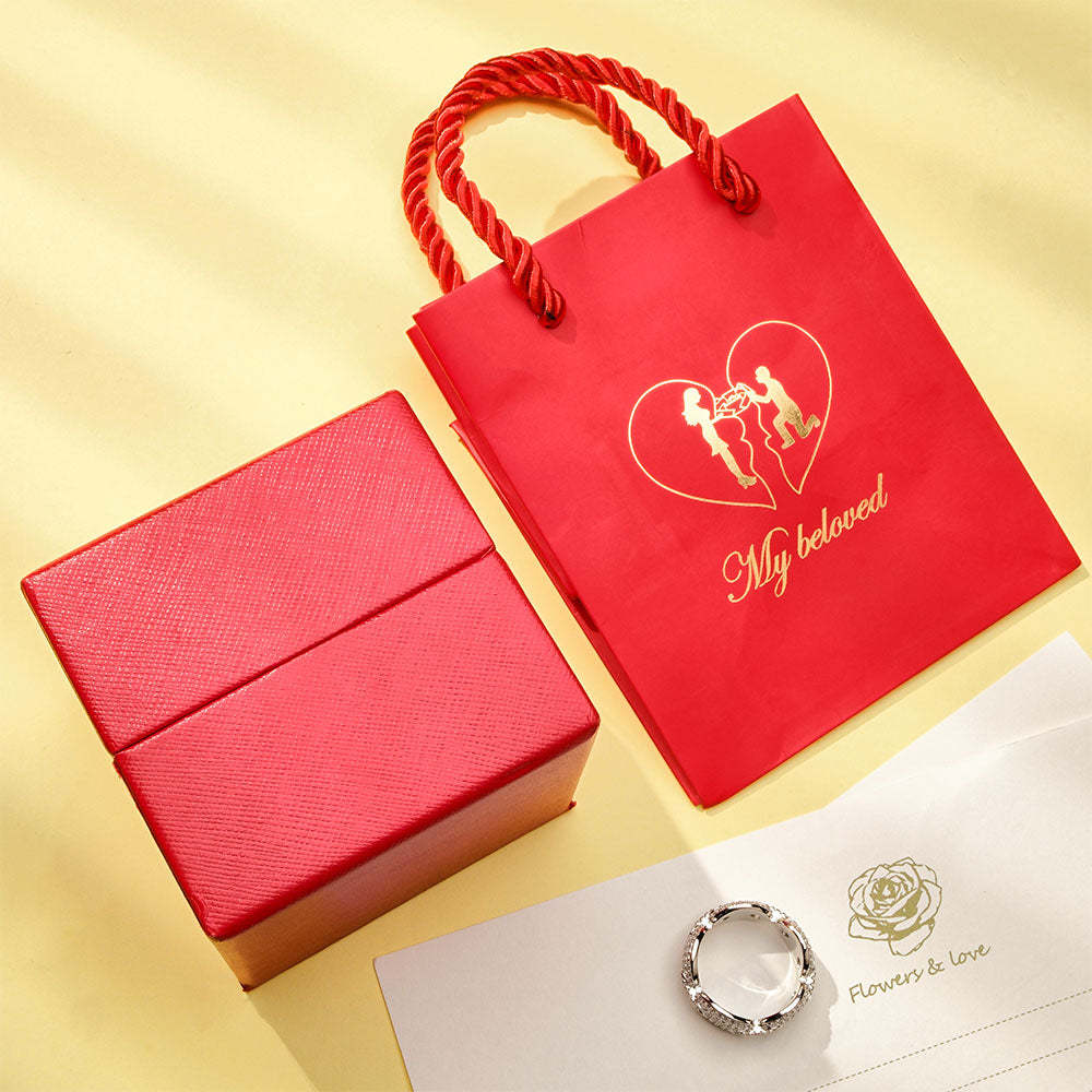 Liftable Rose Shaped Ring Gift Box Jewelry Organizer - soufeelus