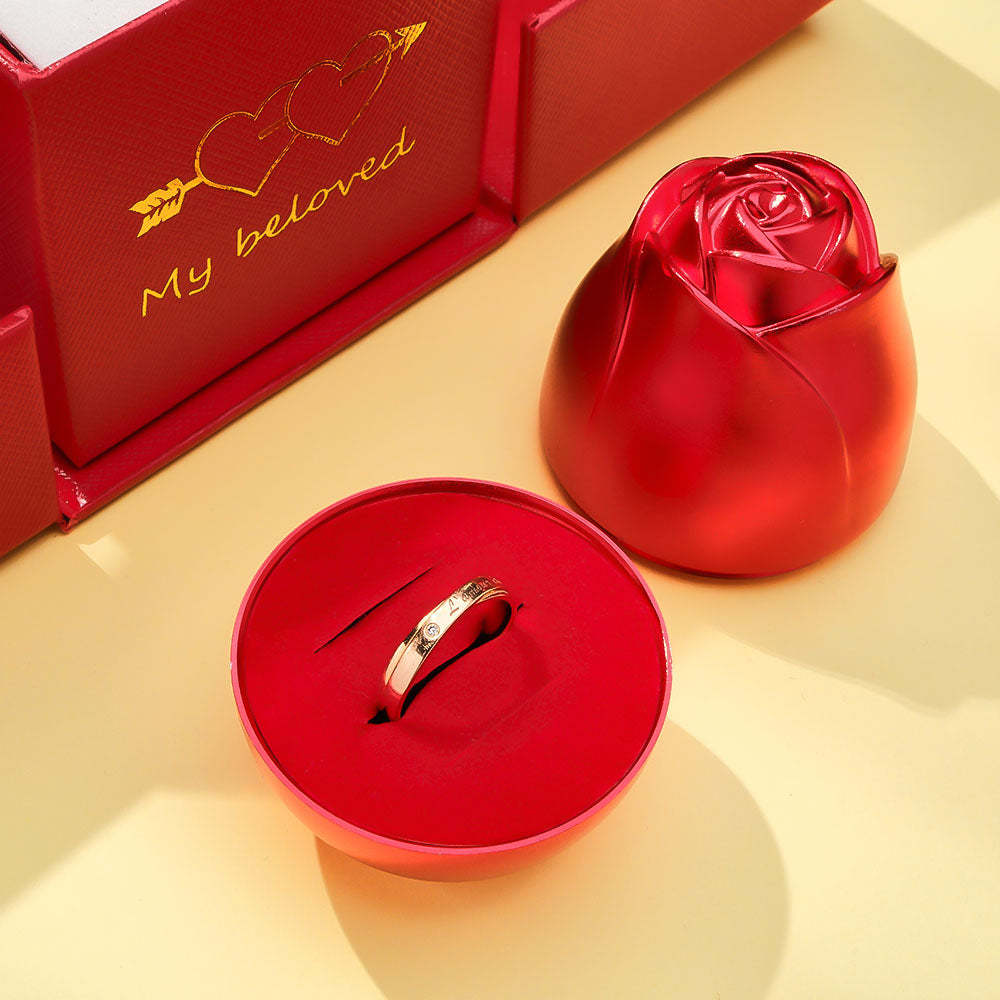 Liftable Rose Shaped Ring Gift Box Jewelry Organizer - soufeelus