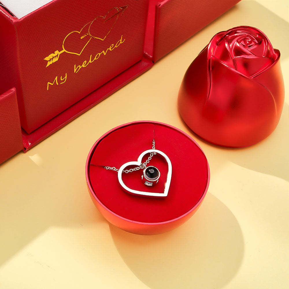 Liftable Rose Shaped Necklace Gift Box Jewelry Organizer - soufeelus