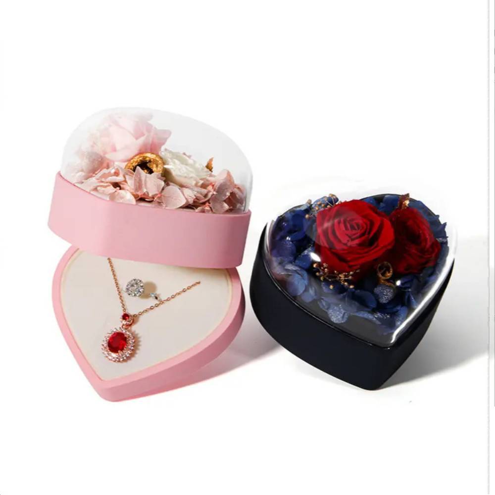 Rose Jewelry Box Heart Gift Box Necklace Gift Box Valentine's Day Gift for Her - soufeelus