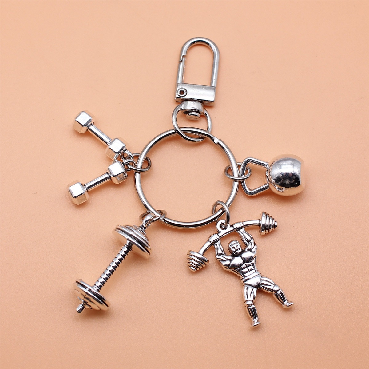 Fashion Barbell Dumbbell Fitness Gym Keychain Bag Purse Charm