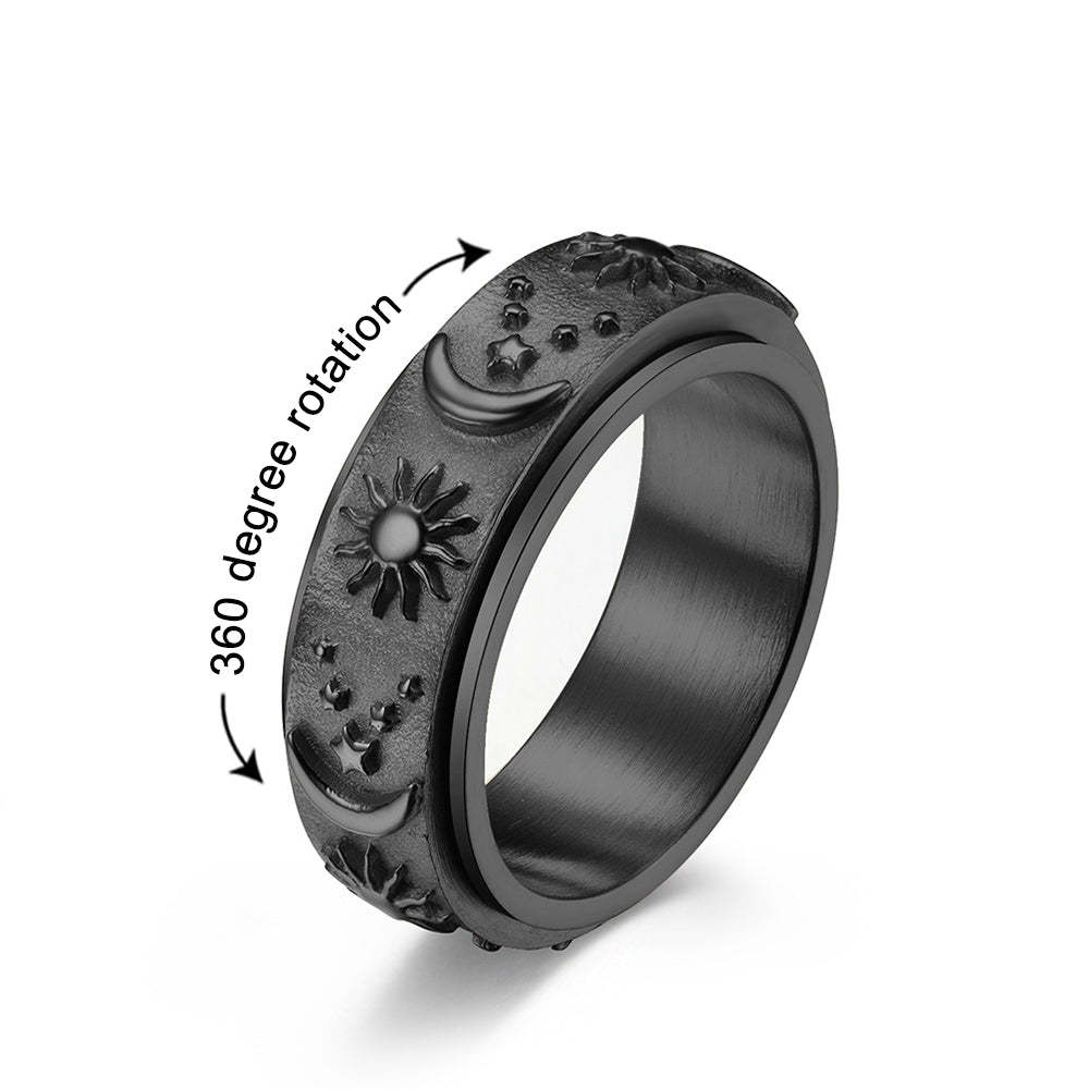 Anti Anxiety Ring for Women Men, Moon Star Sun Anxiety Ring Spinner - soufeelus