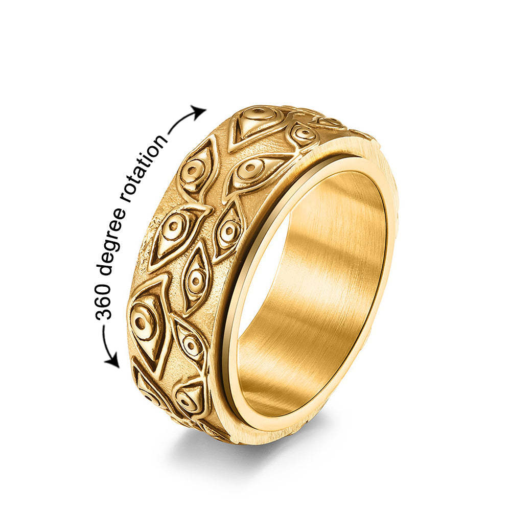 Anxiety Ring For Men Women, Evil Eye of God Rotating Ring - soufeelus