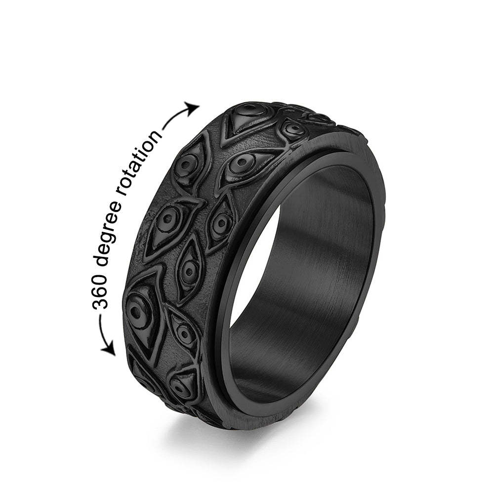 Anxiety Ring For Men Women, Evil Eye of God Rotating Ring - soufeelus