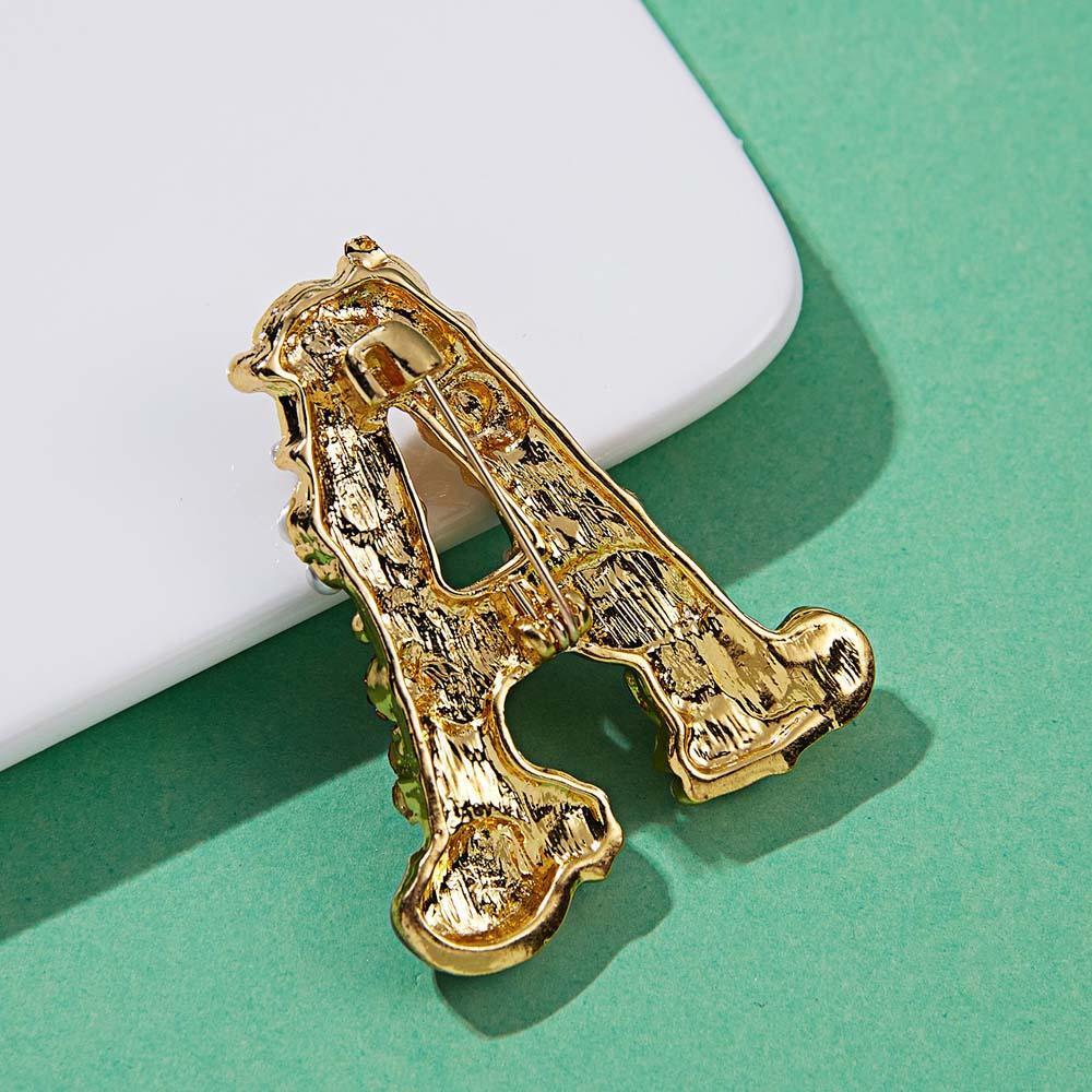 Crystal Pearl Initial Brooch Gold Plated Enamel Colorful Letter Alphabet Breastpin Pin Jewelry for Gifts - soufeelus