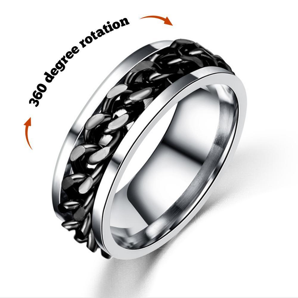 Men's Fidget Ring For Anxiety Rotating Ring Punk Rock Bands Male Boys Jewelry Gifts For Him - soufeelus