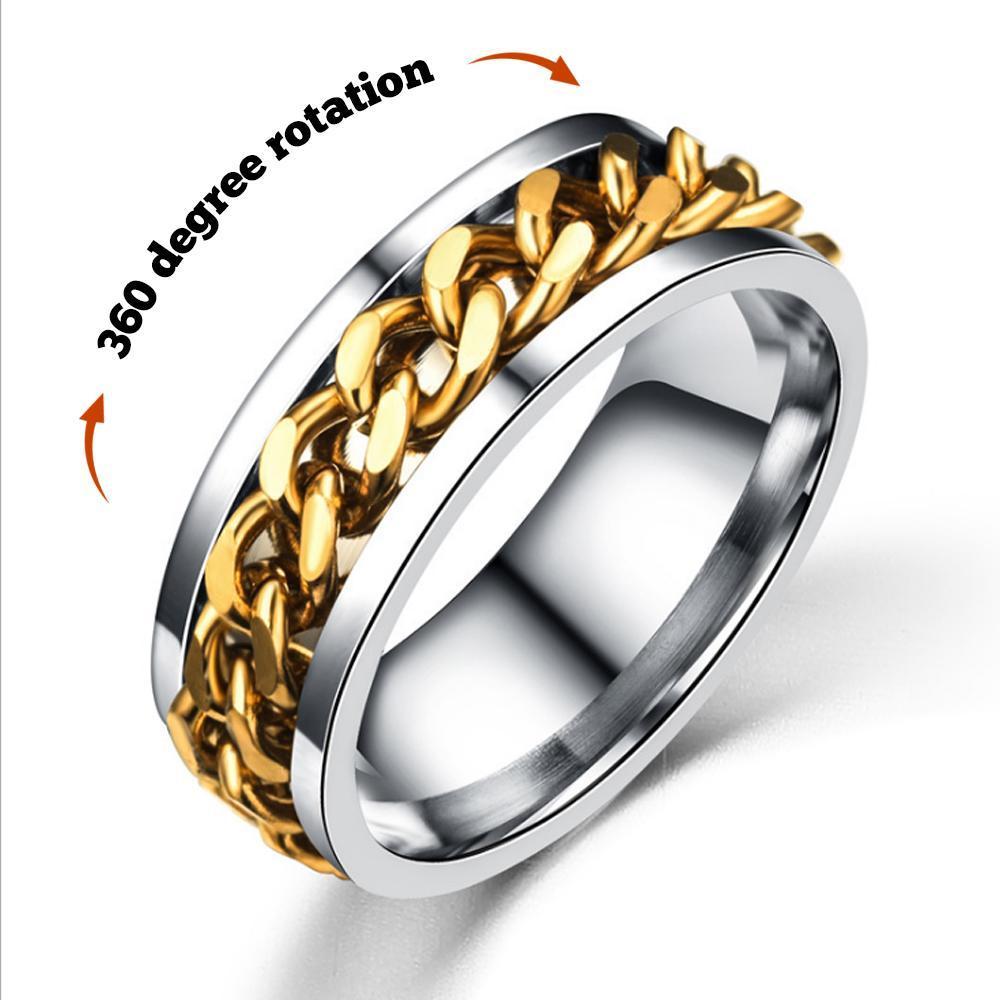 Anxiety Ring Rotating Ring Punk Rock Bands Male Boys Jewelry Gifts For Him - soufeelus