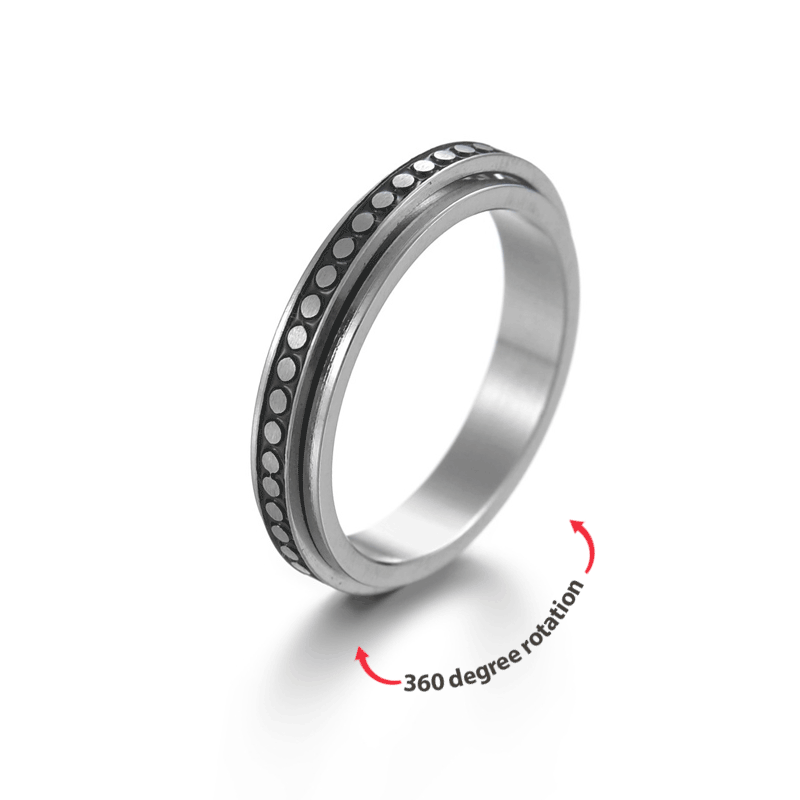 Dots Spinning Anxiety Ring Stainless Steel Fidget Ring Birthday Gift For Men Women - soufeelus