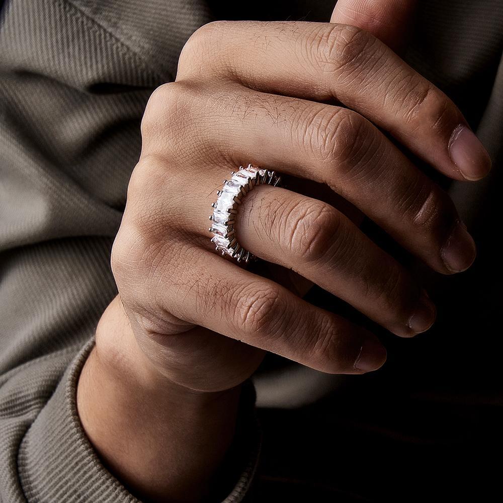 Hip Hop Ring Unique Single Row Cubic Zircon Ring Gifts For Men - soufeelus