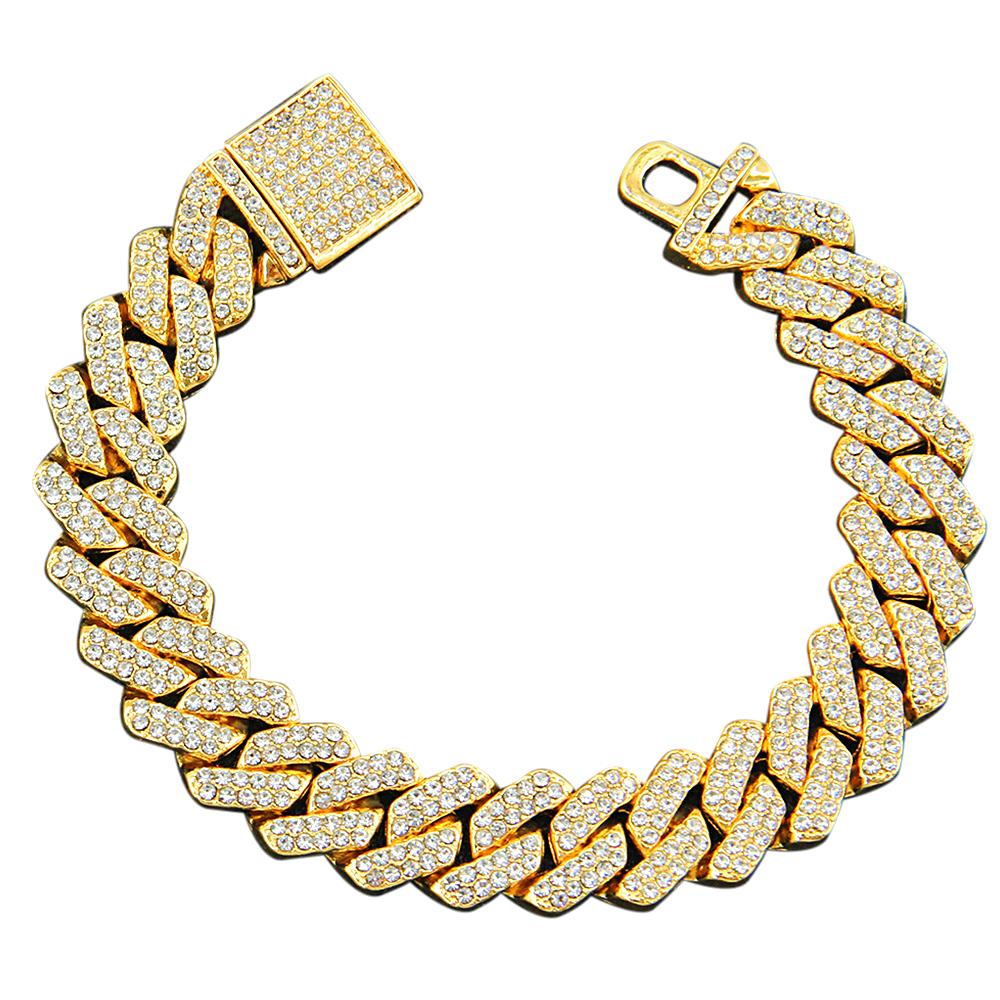 Hip Hop Bracelet Exaggerated Brilliant Iced Out Cuban Chain Bracelet For Men - soufeelus