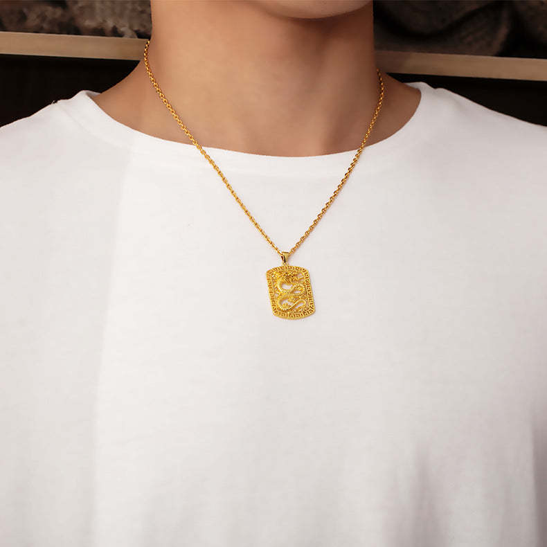 Domineering Golden Dragon Necklace Hip-hop Trendy Men's Jewelry - soufeelus