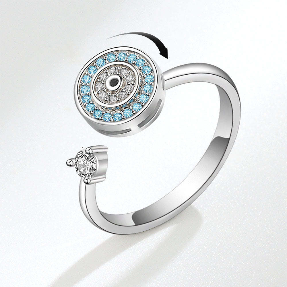 Evil Eye Fidget Anti-anxiety Ring Open Adjustable Spinner Ring Jewelry Gifts for Her - soufeelus