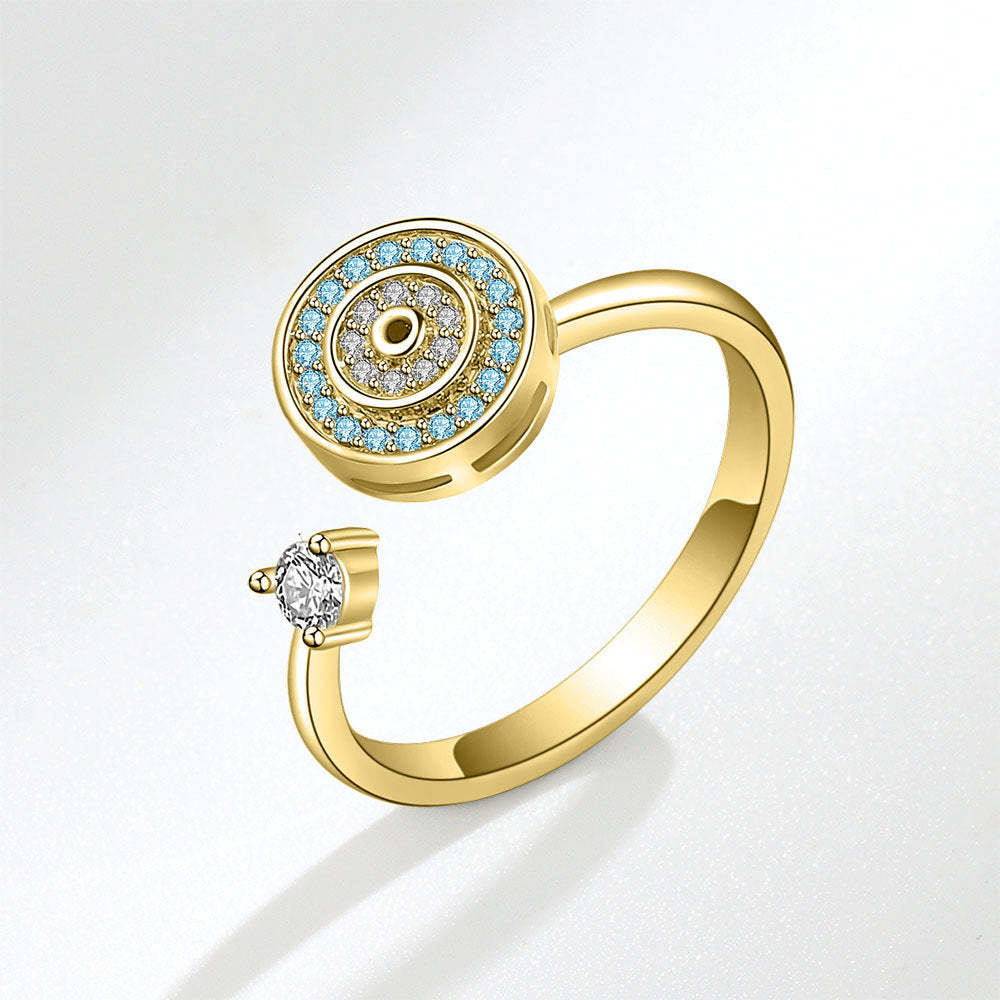 Evil Eye Fidget Anti-anxiety Ring Open Adjustable Spinner Ring Jewelry Gifts for Her - soufeelus