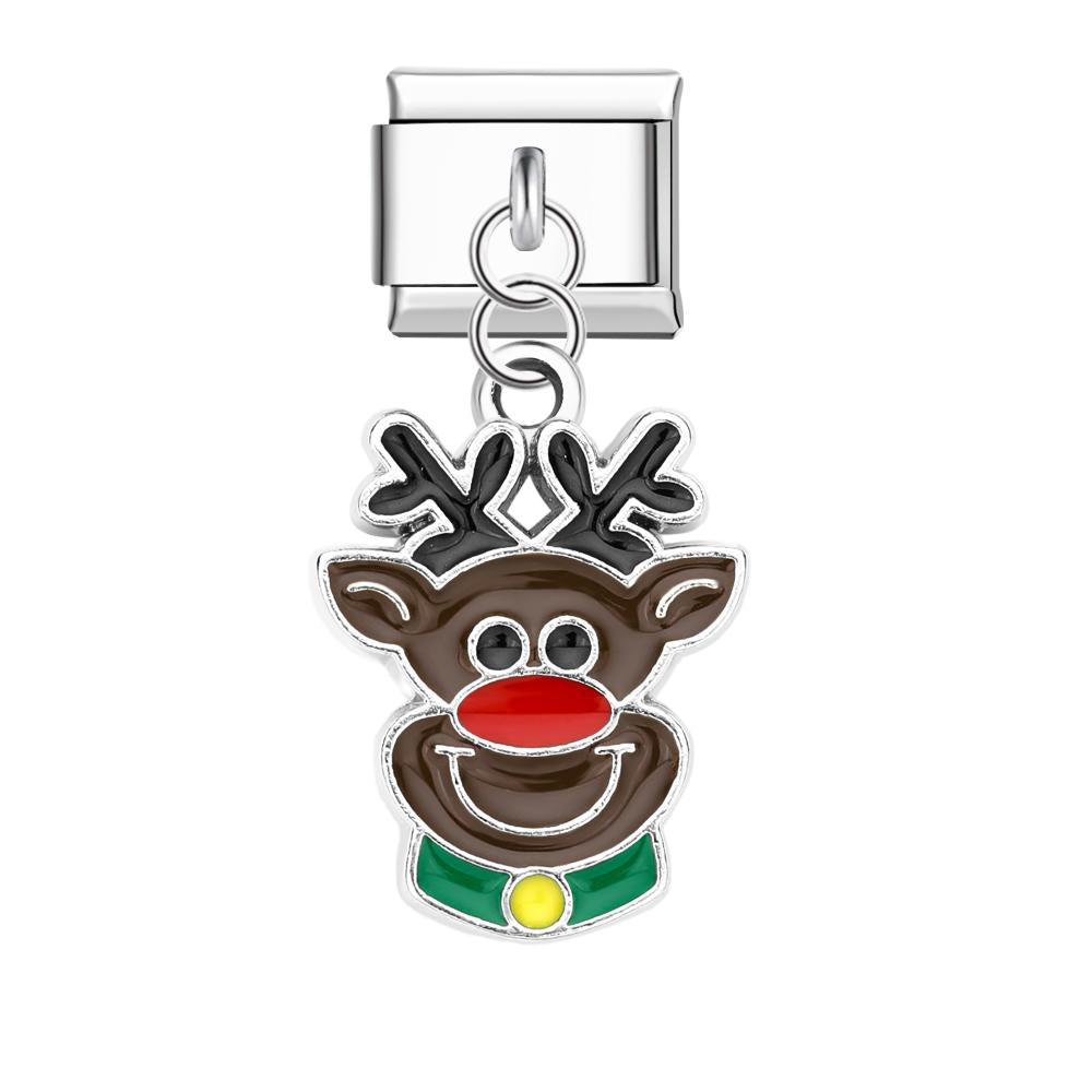 Christmas Elk Italian Charm For Italian Charm Bracelets Composable Link Christmas Gift - soufeelus