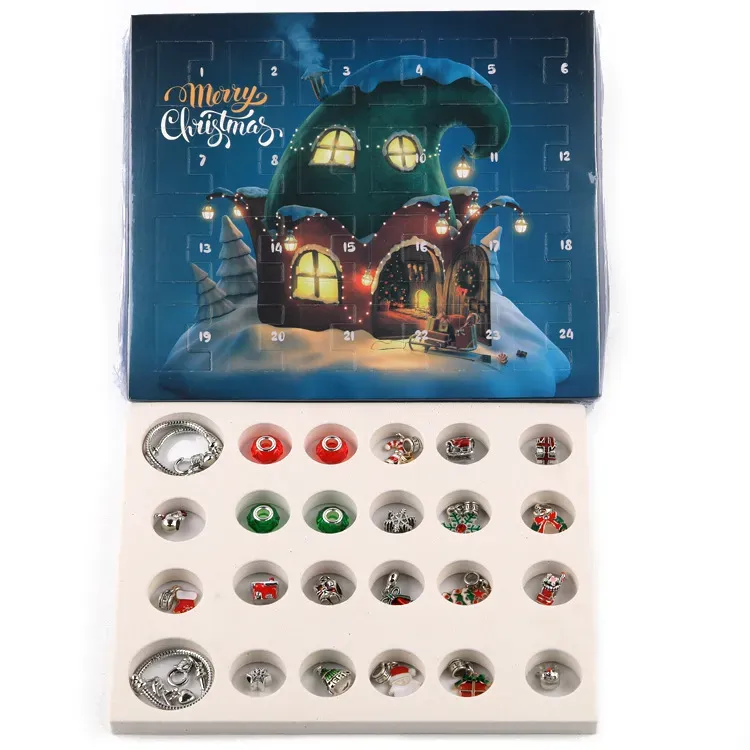 Personalized Photo Charm Christmas Charm Surprise Blind Box Bracelet 24 Calendar Countdown Gift Box Bracelet DIY Charms - soufeelus