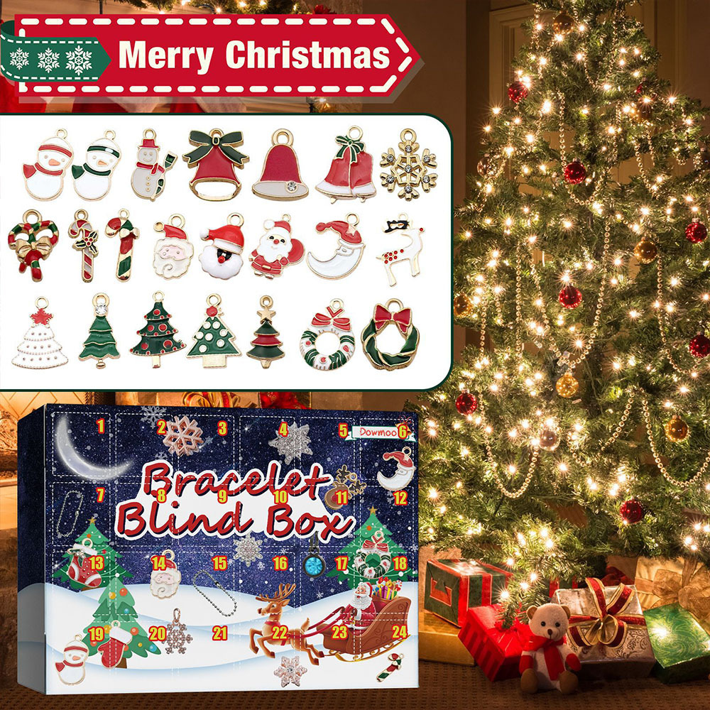 Christmas Advent Calendar Diy Bracelet Box Advent Calendar 24-Frame Calendar Surprise Bell Box - soufeelus
