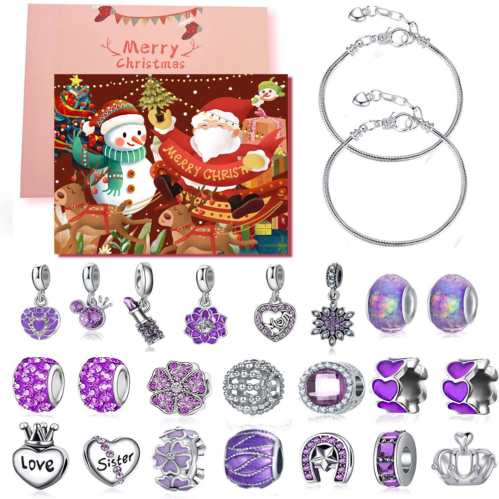 Christmas Charm Countdown Calendar Gift Box Set DIY Charm Jewelry Snowflake Bracelet Gift - soufeelus