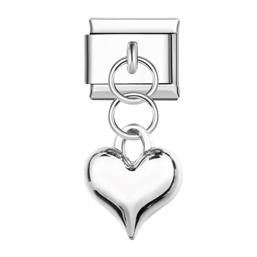 Silver Sparkling Heart Italian Charm For Italian Charm Bracelets Composable Link - soufeelus