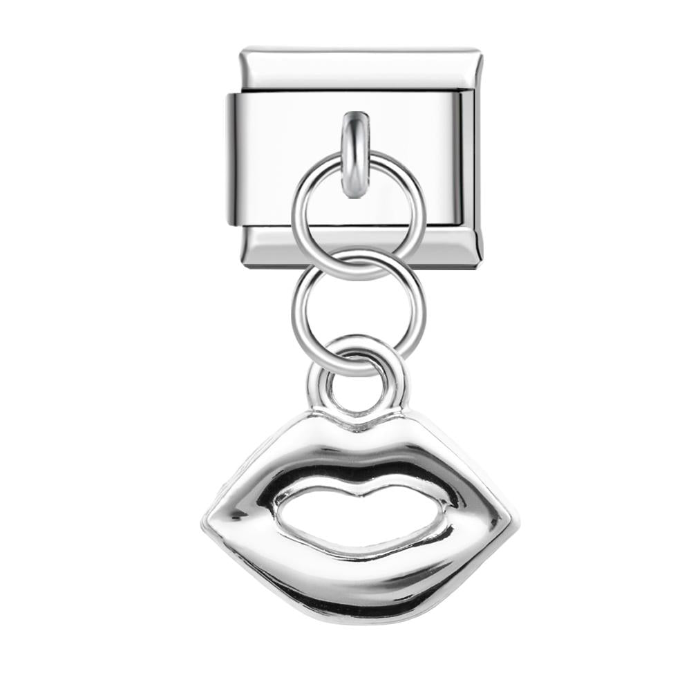 Silver Lips Italian Charm For Italian Charm Bracelets Composable Link - soufeelus