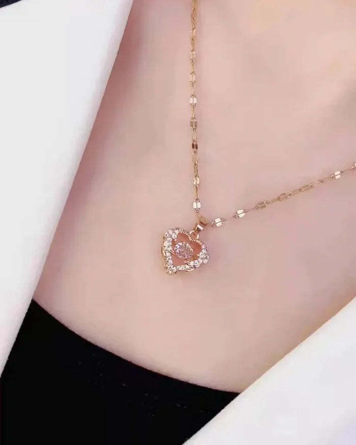 Love Heart Necklace Elegant Wing Diamond Gift - soufeelus