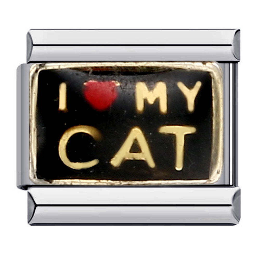 I LOVE MY CAT Italian Charm For Italian Charm Bracelets Composable Link - soufeelus