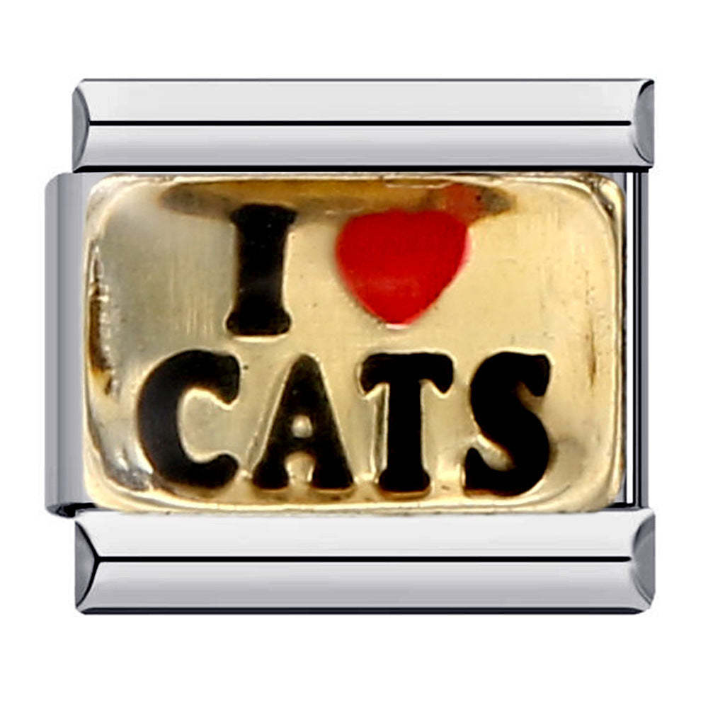 I LOVE CATS Italian Charm For Italian Charm Bracelets Composable Link - soufeelus