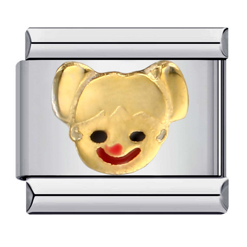 Gold Clown Italian Charm For Italian Charm Bracelets Composable Link - soufeelus