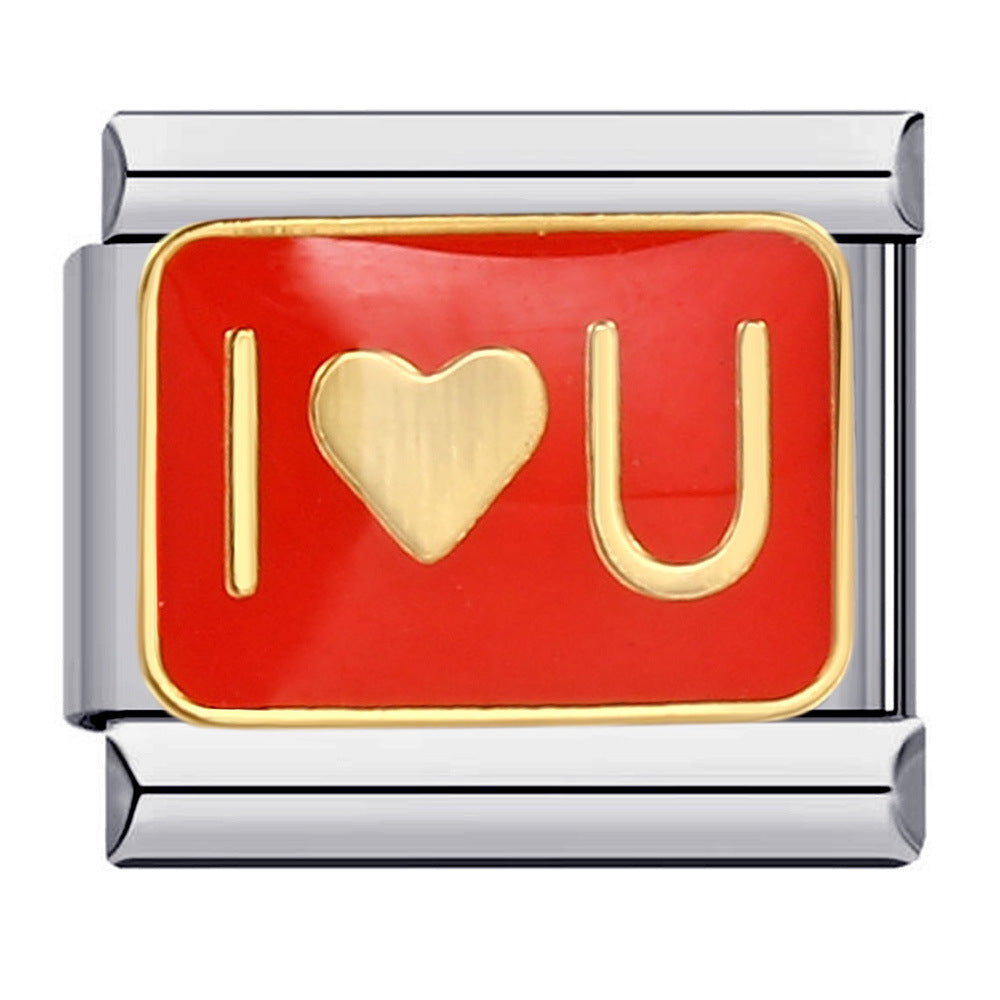 Red I LOVE YOU Italian Charm For Italian Charm Bracelets Composable Link - soufeelus