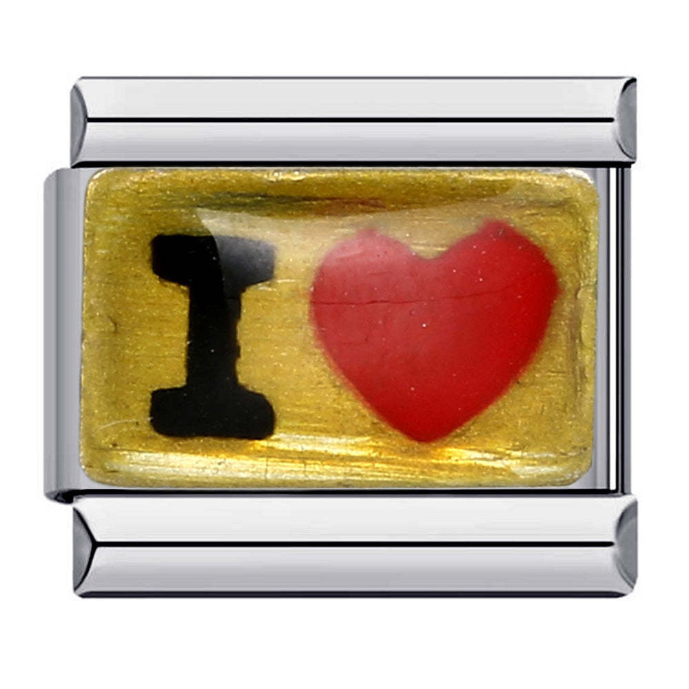 Golden I HEART Italian Charm For Italian Charm Bracelets Composable Link - soufeelus