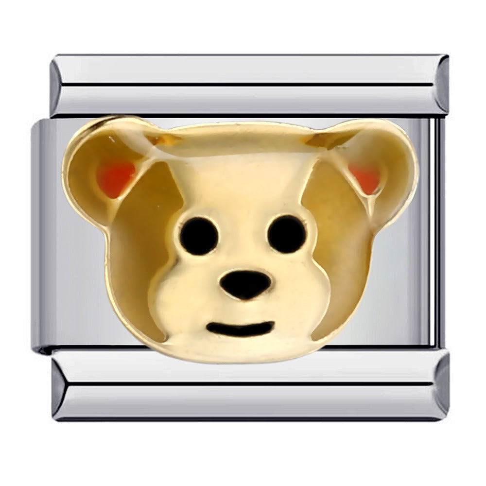 Golden Bear Head Italian Charm For Italian Charm Bracelets Composable Link - soufeelus