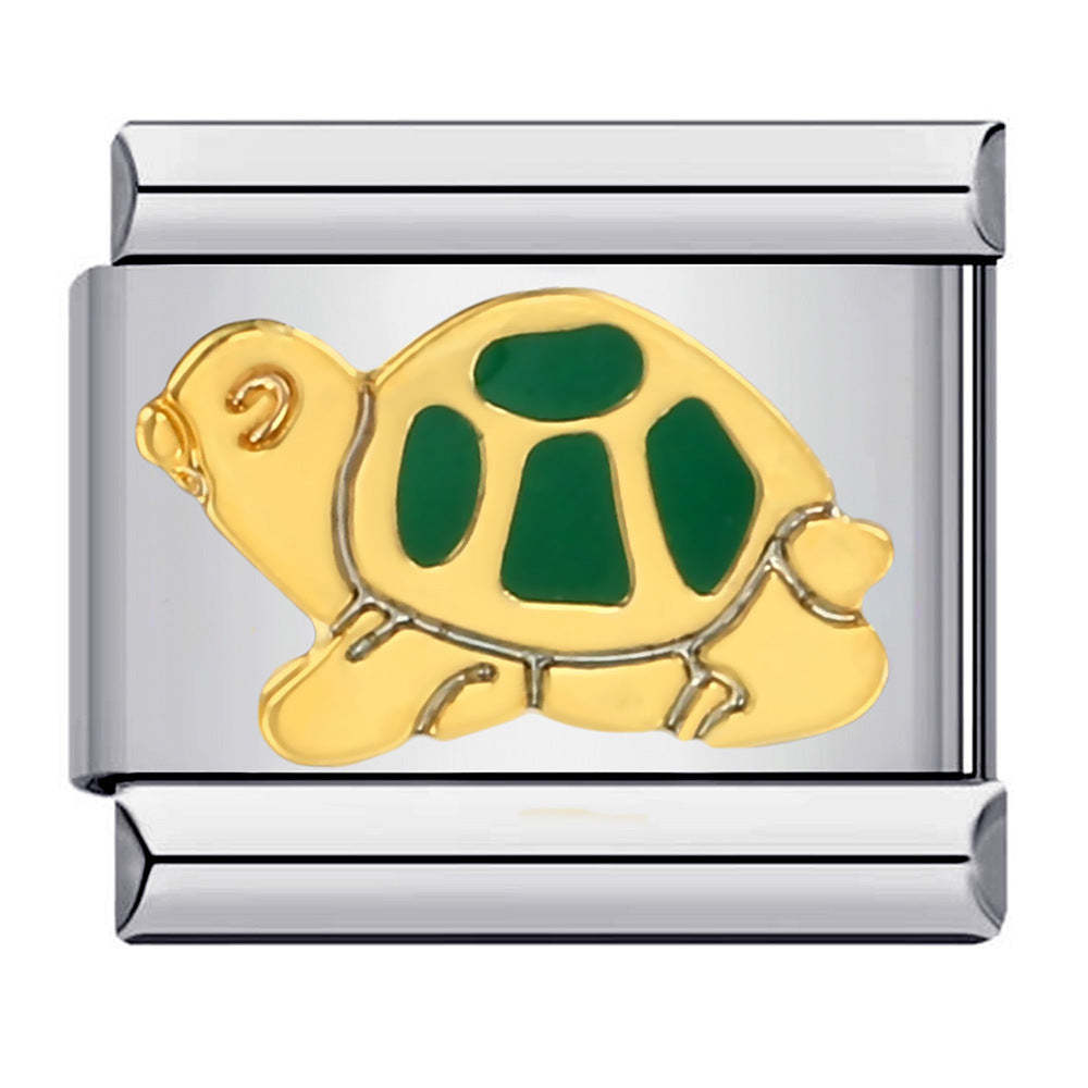 Golden Turtle Italian Charm For Italian Charm Bracelets Composable Link - soufeelus