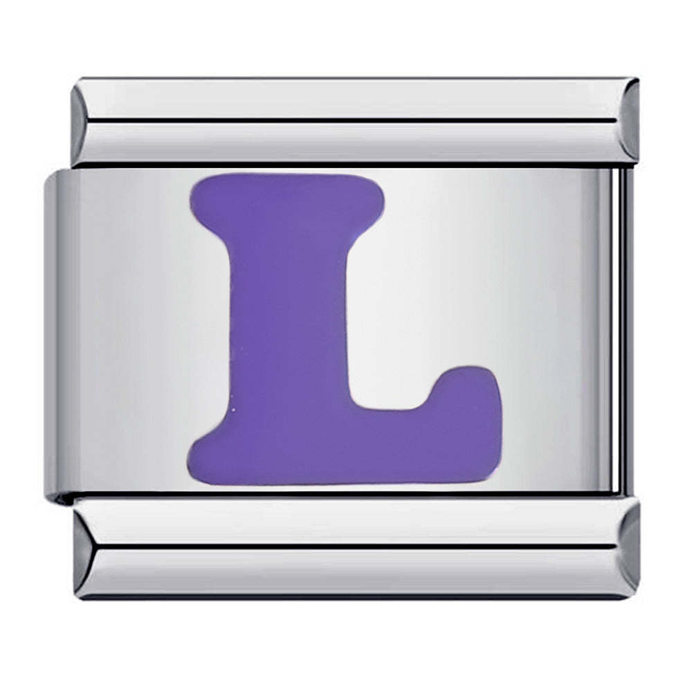 Purple Letter L Italian Charm For Italian Charm Bracelets Composable Link - soufeelus