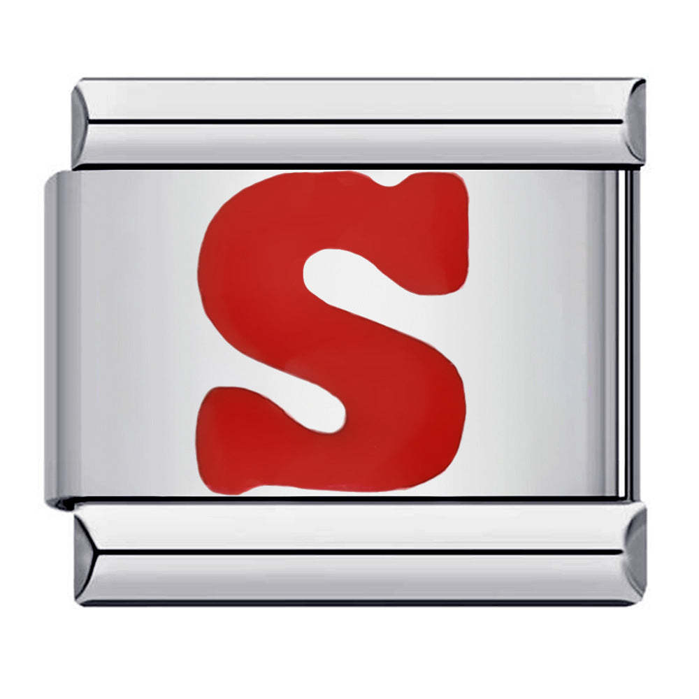 Red Letter S Italian Charm For Italian Charm Bracelets Composable Link - soufeelus