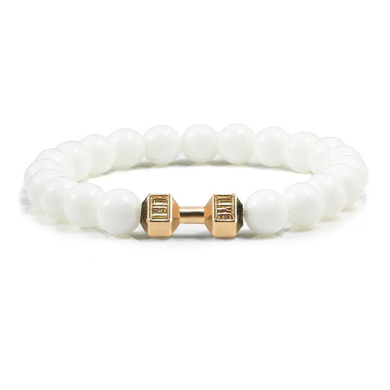 Metal Dumbbell Beads Bracelet Fitness Jewelry for Weightlifting Enthusiasts Sporty Accessory