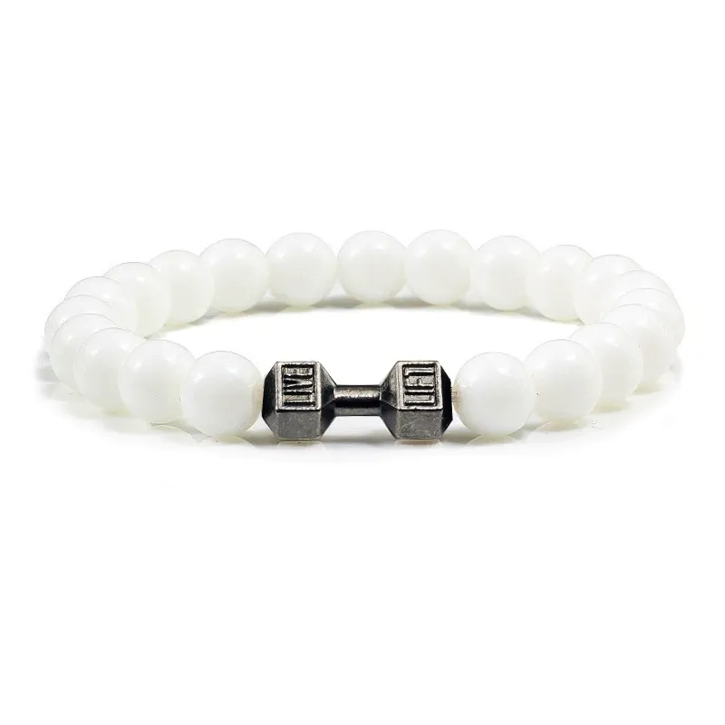 Metal Dumbbell Beads Bracelet Fitness Jewelry for Weightlifting Enthusiasts Sporty Accessory
